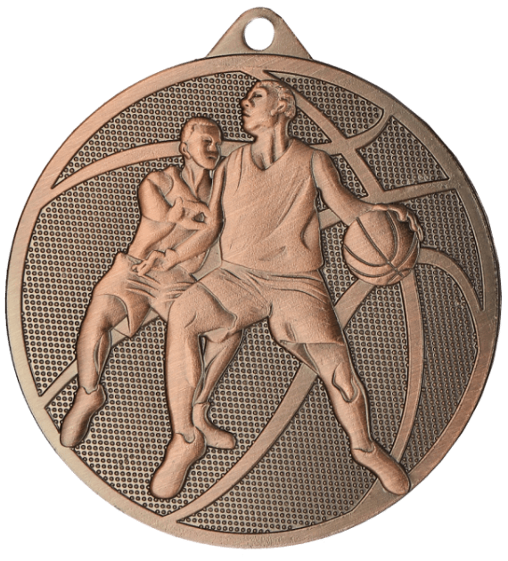 Medal stalowy brązowy MMC40050/B – koszykówka, piłka koszykowa, Ø 50 mm