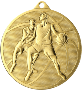 Medal stalowy złoty MMC40050/G – koszykówka, piłka koszykowa, Ø 50 mm