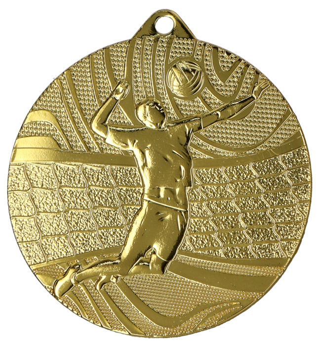Medal stalowy złoty MMC41050/G – siatkówka, Ø 50 mm