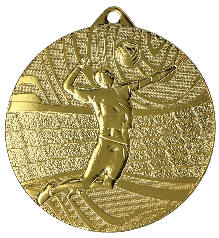 Medal stalowy złoty MMC41050/G – siatkówka, Ø 50 mm