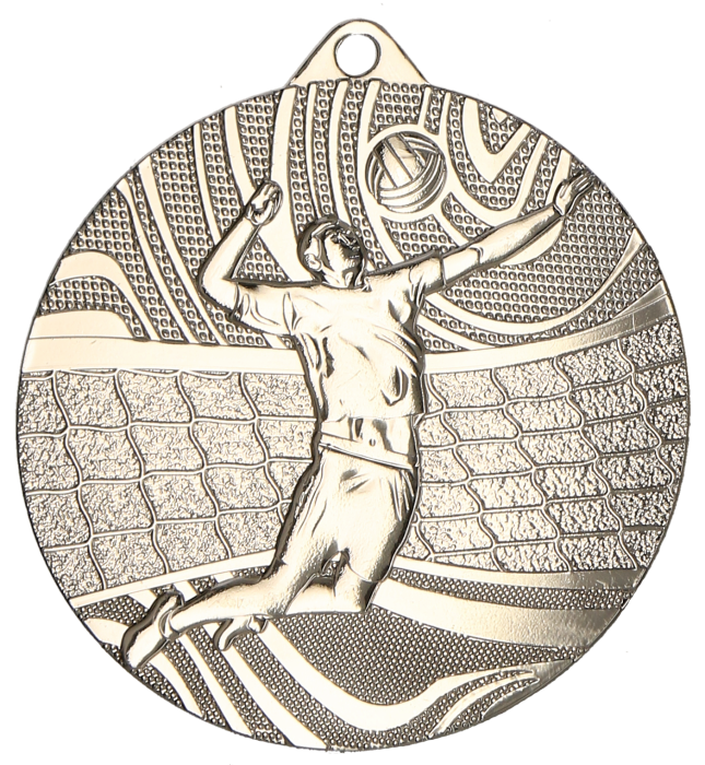 Medal stalowy srebrny MMC41050/S – siatkówka, Ø 50 mm