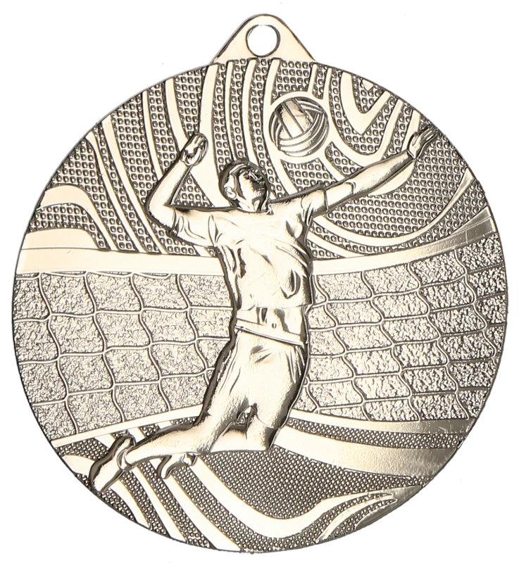 Medal stalowy srebrny MMC41050/S – siatkówka, Ø 50 mm
