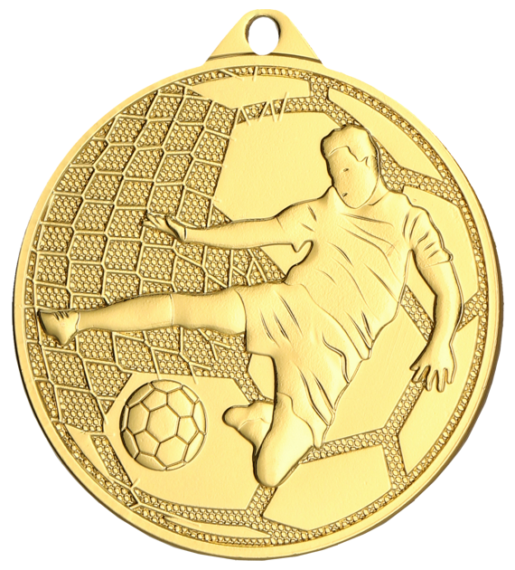 Medal stalowy złoty MMC4505/G – piłka nożna, Ø 45 mm