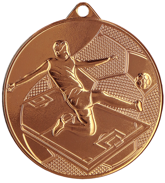 Medal stalowy brązowy MMC45050/B – piłka nożna, Ø 50 mm