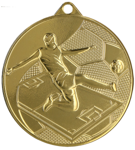 Medal stalowy złoty MMC45050/G – piłka nożna, Ø 50 mm