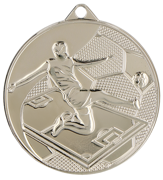 Medal stalowy srebrny MMC45050/S – piłka nożna, Ø 50 mm