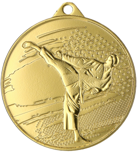 Medal stalowy złoty MMC4509/G – karate, Ø 45 mm