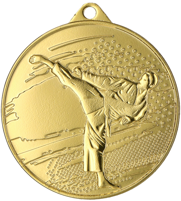Medal stalowy złoty MMC4509/G – karate, Ø 45 mm