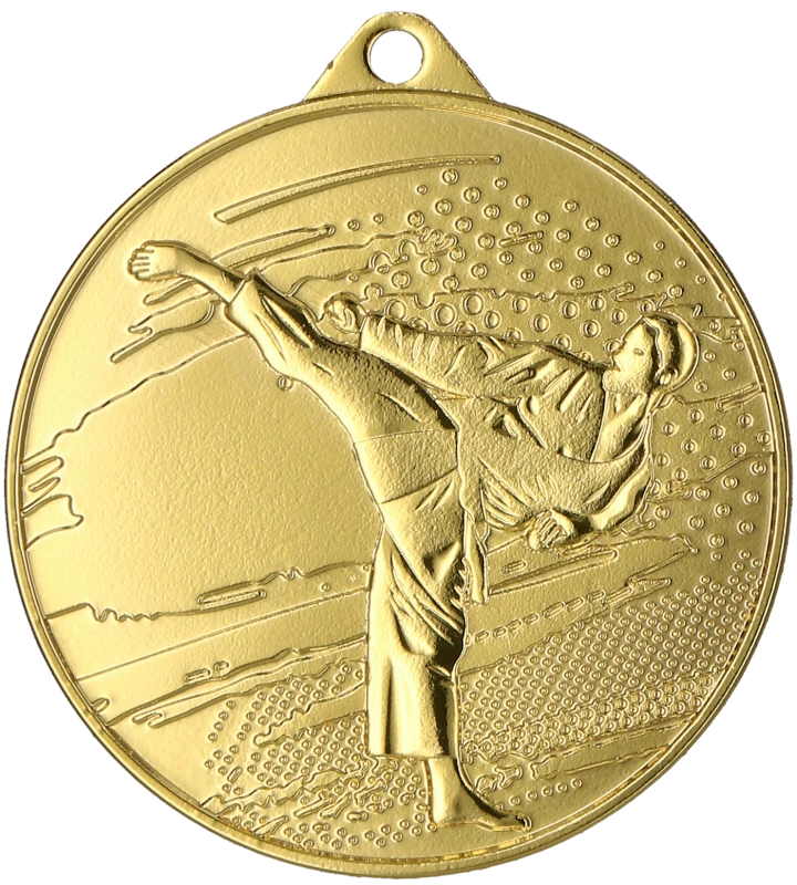 Medal stalowy złoty MMC4509/G – karate, Ø 45 mm