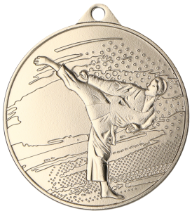 Medal stalowy srebrny MMC4509/S – karate, Ø 45 mm