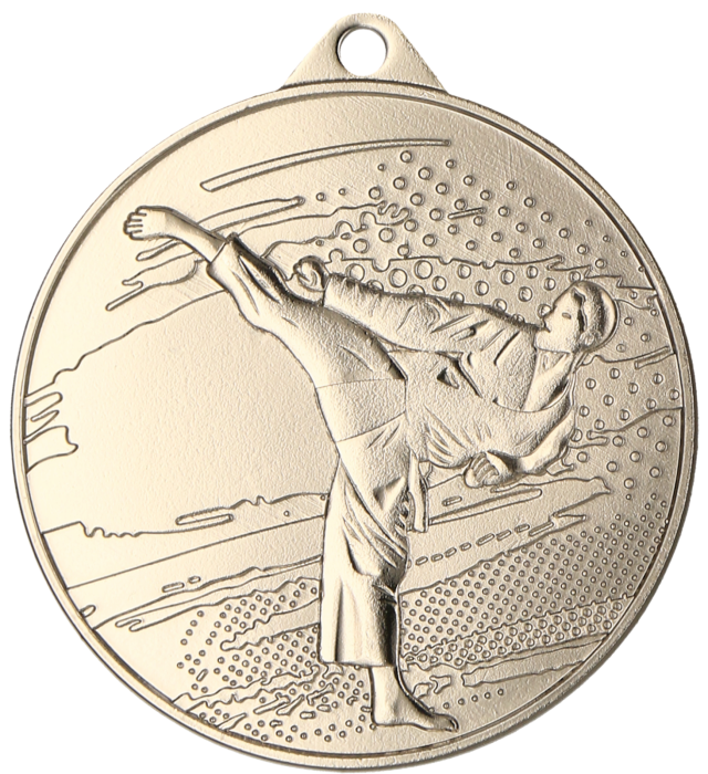 Medal stalowy srebrny MMC4509/S – karate, Ø 45 mm