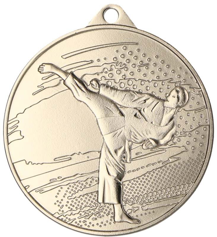 Medal stalowy srebrny MMC4509/S – karate, Ø 45 mm