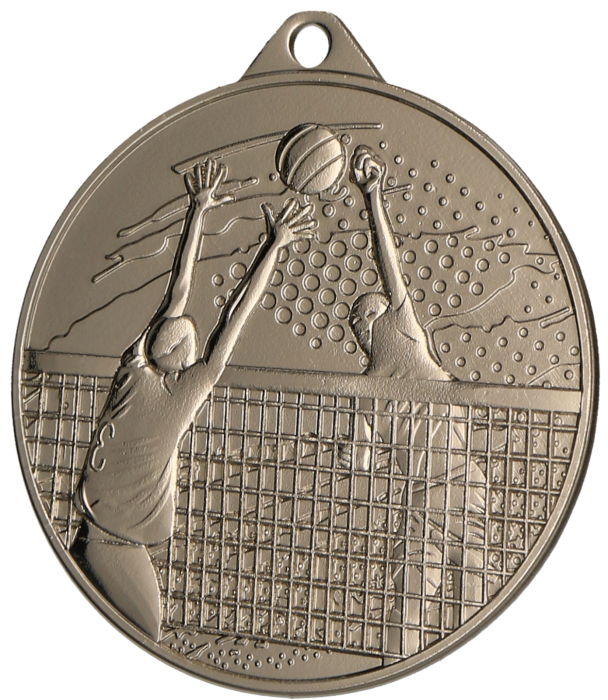 Medal stalowy srebrny MMC4510/S – siatkówka, Ø 45 mm