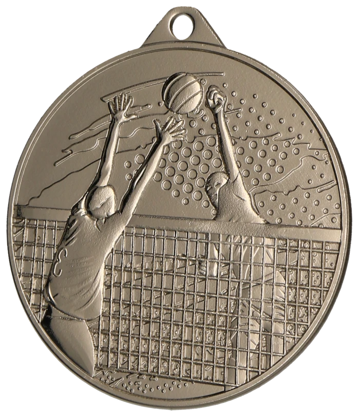 Medal stalowy srebrny MMC4510/S – siatkówka, Ø 45 mm
