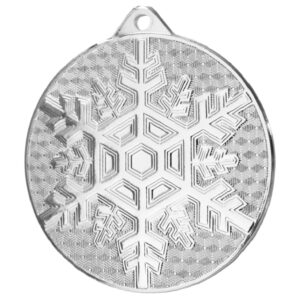Medal stalowy srebrny MMC48050/S – sporty zimowe, śnieżynka, Ø 50 mm