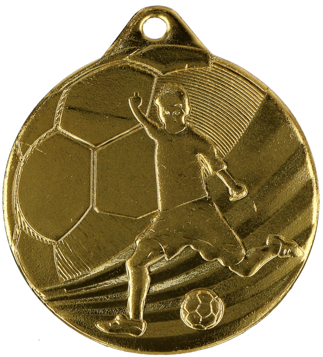 Medal stalowy złoty MMC5055/G – piłka nożna, Ø 50 mm