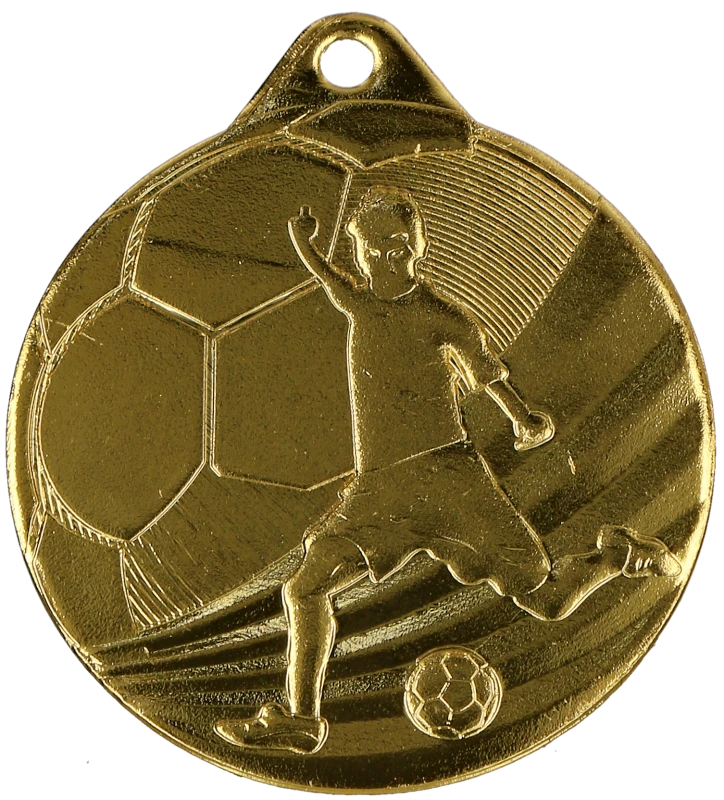 Medal stalowy złoty MMC5055/G – piłka nożna, Ø 50 mm