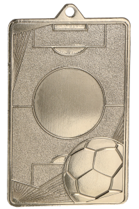 Medal stalowy srebrny MMC7045/S – piłka nożna, boisko piłkarskie, 70 × 45 mm