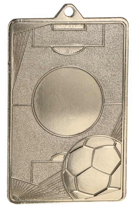 Medal stalowy srebrny MMC7045/S – piłka nożna, boisko piłkarskie, 70 × 45 mm