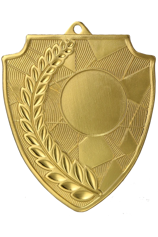 Medal stalowy złoty z miejscem na emblemat 25 mm MMC7060/G – 60 × 70 mm
