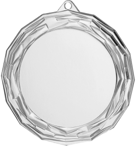 Medal stalowy srebrny z miejscem na emblemat 50 mm MMC7075/S – Ø 70 mm
