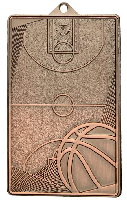 Medal stalowy brązowy MMC7145/B – piłka nożna, boisko do koszykówki, 70 × 45 mm