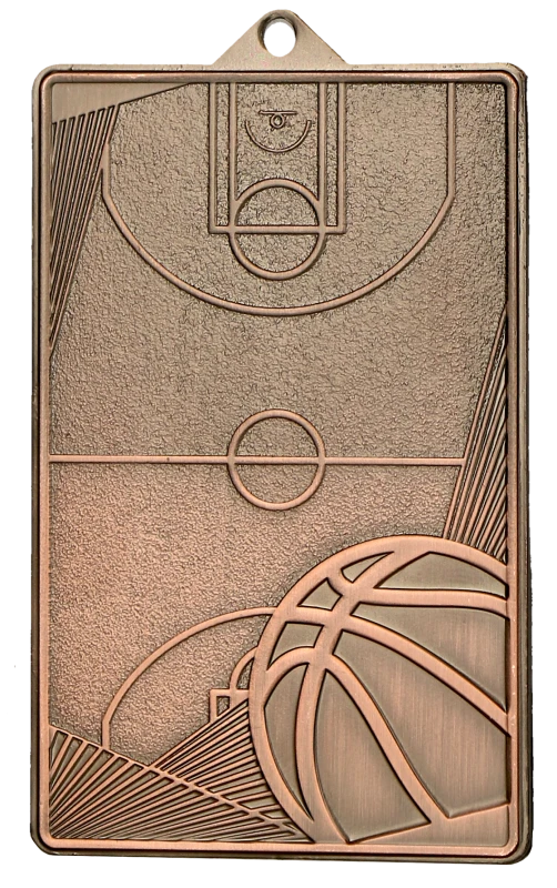 Medal stalowy brązowy MMC7145/B – piłka nożna, boisko do koszykówki, 70 × 45 mm