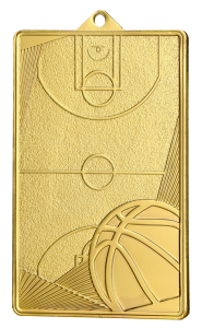 Medal stalowy złoty MMC7145/G – piłka nożna, boisko do koszykówki, 70 × 45 mm