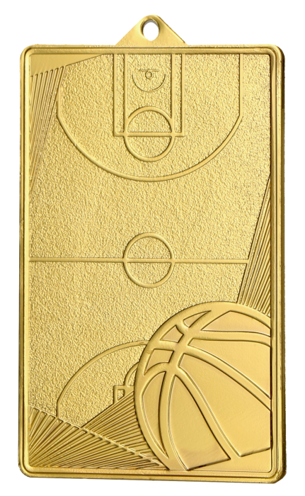 Medal stalowy złoty MMC7145/G – piłka nożna, boisko do koszykówki, 70 × 45 mm