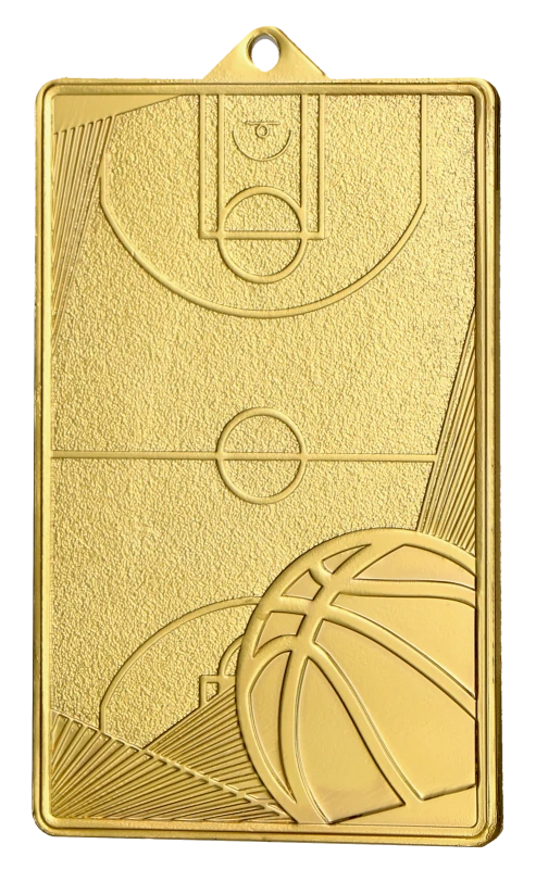 Medal stalowy złoty MMC7145/G – piłka nożna, boisko do koszykówki, 70 × 45 mm