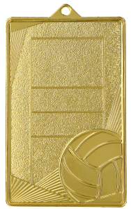Medal stalowy złoty MMC7245/G – siatkówka, boisko do siatkówki, 70 × 45 mm