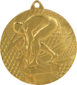 Medal stalowy złoty MMC7450/G – pływanie, Ø 50 mm