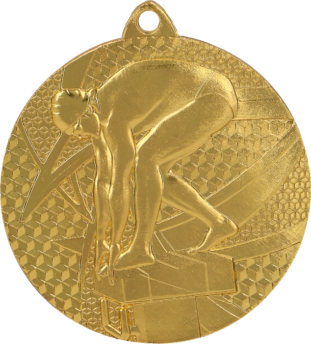 Medal stalowy złoty MMC7450/G – pływanie, Ø 50 mm