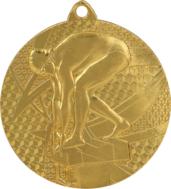 Medal stalowy złoty MMC7450/G – pływanie, Ø 50 mm