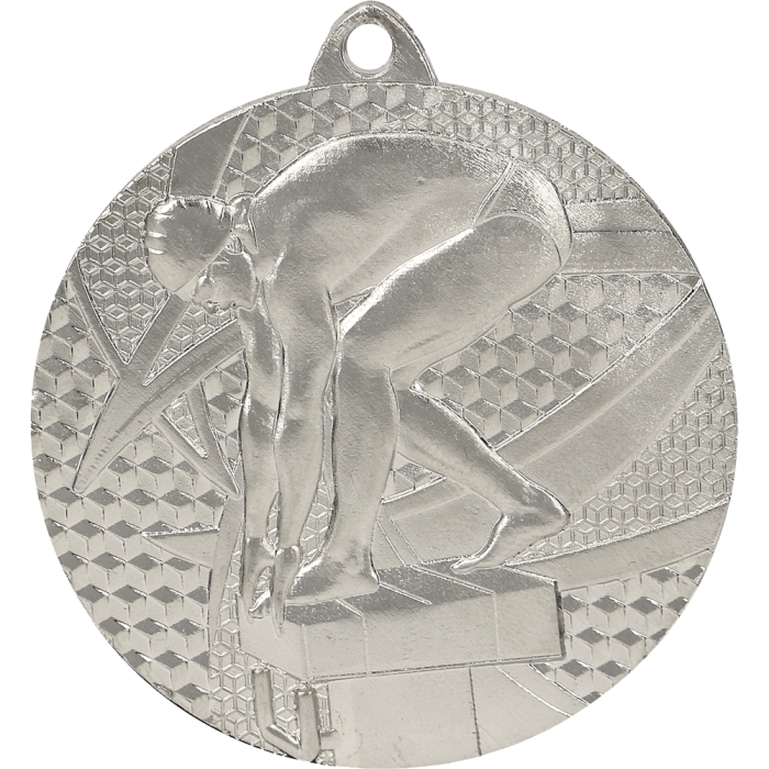 Medal stalowy srebrny MMC7450/S – pływanie, Ø 50 mm