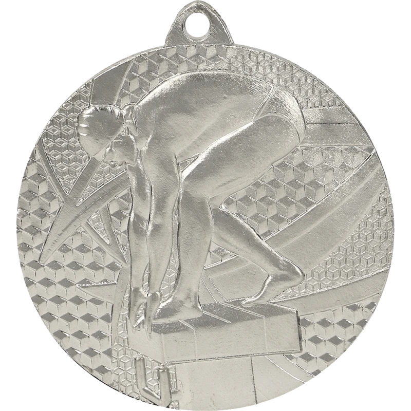 Medal stalowy srebrny MMC7450/S – pływanie, Ø 50 mm