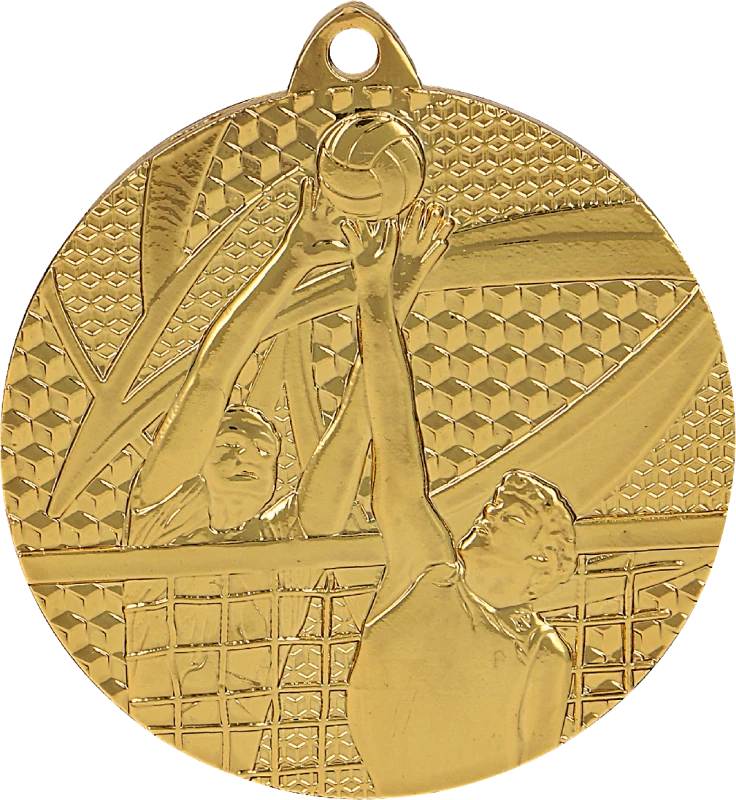Medal stalowy złoty MMC7650/G – siatkówka, Ø 50 mm