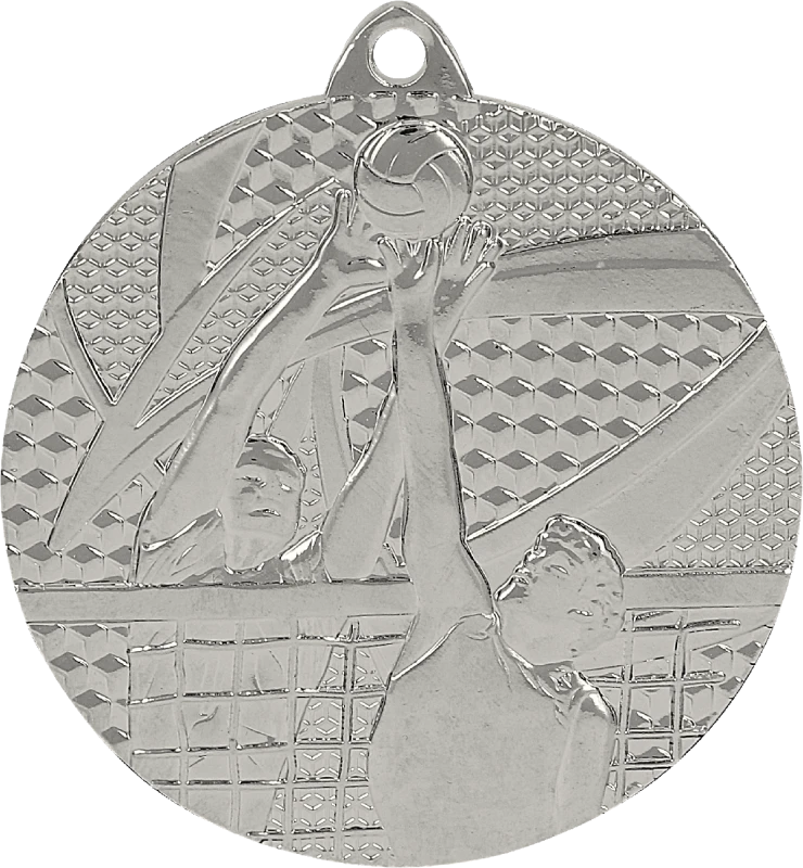 Medal stalowy srebrny MMC7650/S – siatkówka, Ø 50 mm