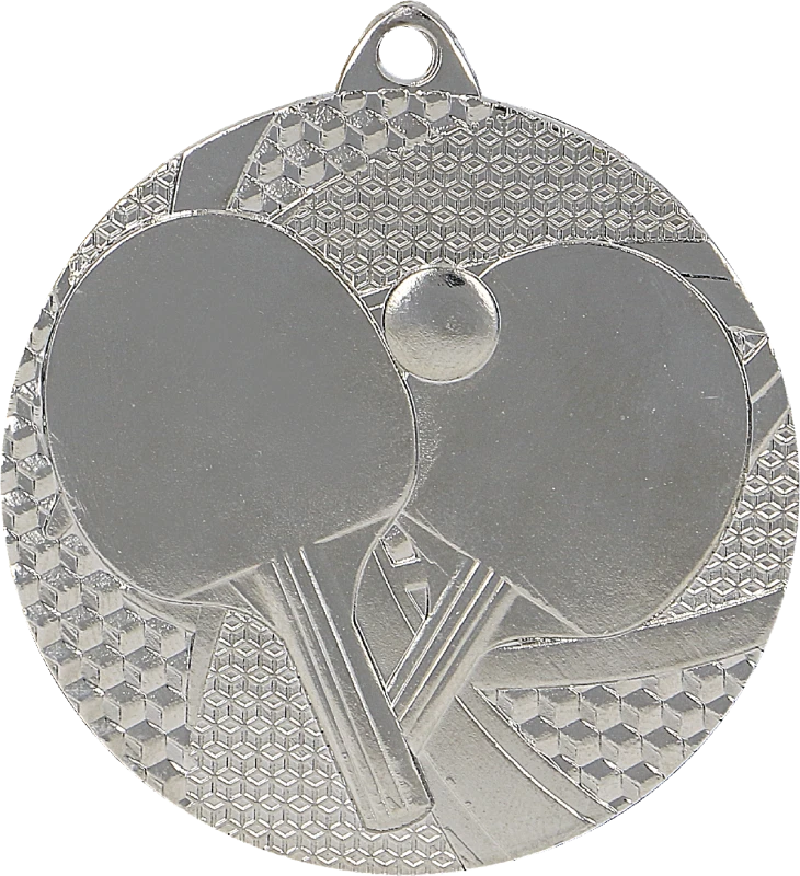 Medal stalowy srebrny MMC7750/S – tenis stołowy, Ø 50 mm