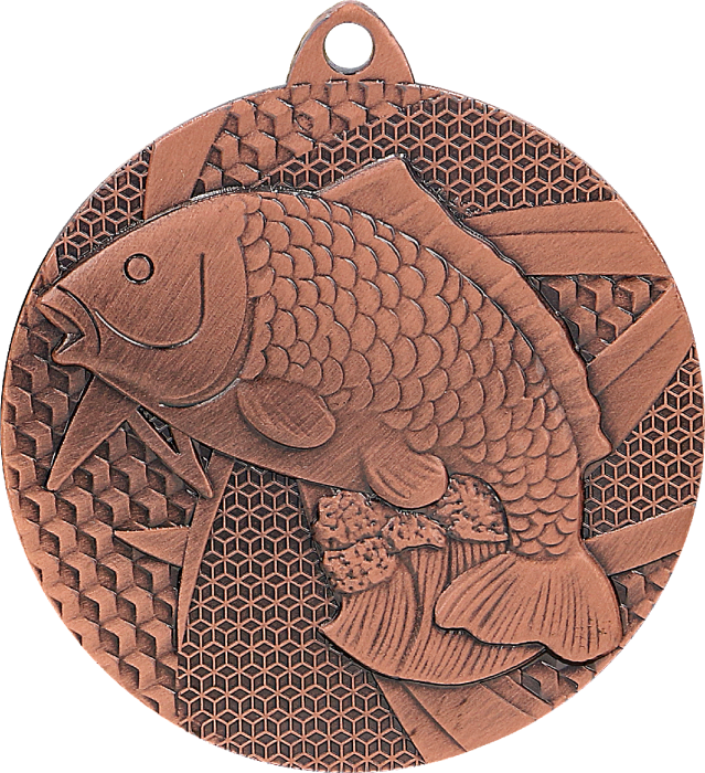 Medal stalowy brązowy MMC7950/B – wędkarstwo, ryba, Ø 50 mm