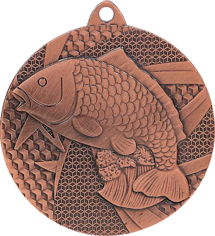 Medal stalowy brązowy MMC7950/B – wędkarstwo, ryba, Ø 50 mm