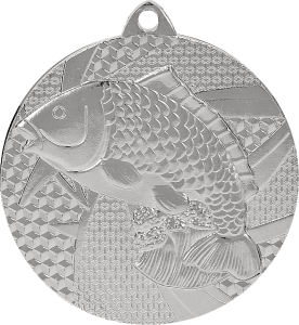 Medal stalowy srebrny MMC7950/S – wędkarstwo, ryba, Ø 50 mm