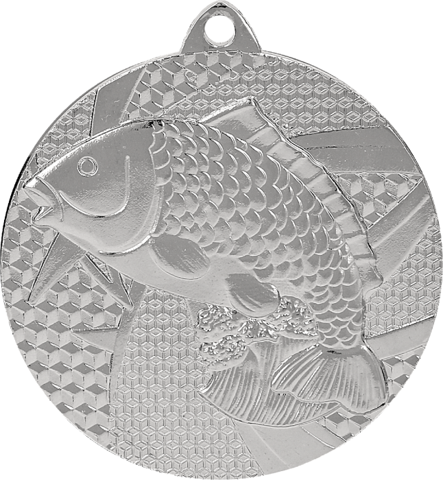 Medal stalowy srebrny MMC7950/S – wędkarstwo, ryba, Ø 50 mm
