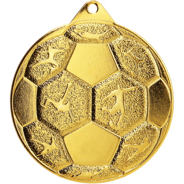 Medal stalowy złoty MMC8850/G – piłka nożna, Ø 50 mm