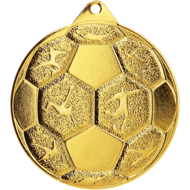 Medal stalowy złoty MMC8850/G – piłka nożna, Ø 50 mm