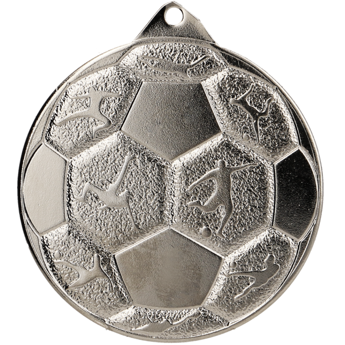Medal stalowy srebrny MMC8850/S – piłka nożna, Ø 50 mm