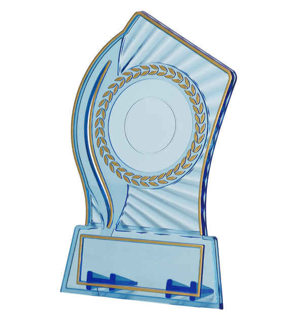 Trofeum plastikowe przezroczysto-złote PS150 – 3 rozmiary (10–15 cm)