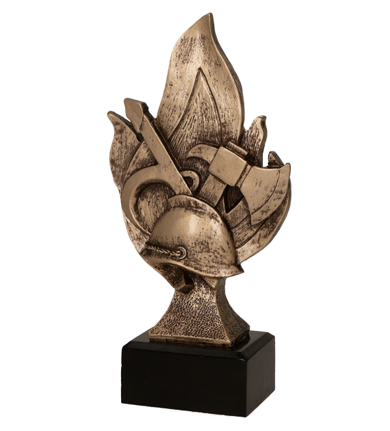 Figurka odlewana w kolorze brązu RFST2002 – strażactwo, 2 rozmiary (16–19 cm)