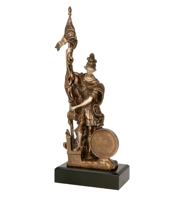 Figurka odlewana w kolorze brązu RFST2021 – strażactwo, Florian, 4 rozmiary (27–47 cm)