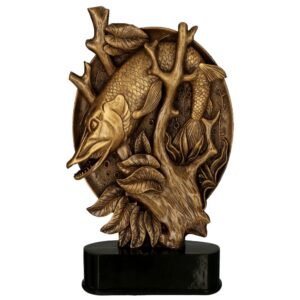 Figurka odlewana w kolorze brązu RFST3049 – wędkarstwo, szczupak, 4 rozmiary (18–32 cm)